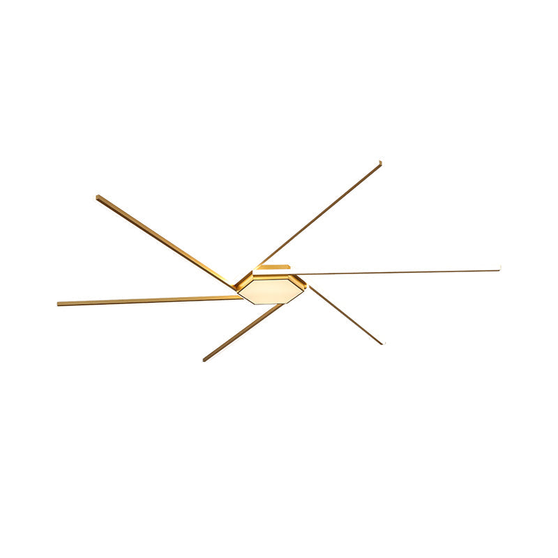 Modern Gold LED Ceiling Mounted Flush Mount Lamp with Acrylic Shade - 69"/82.5"W Linear