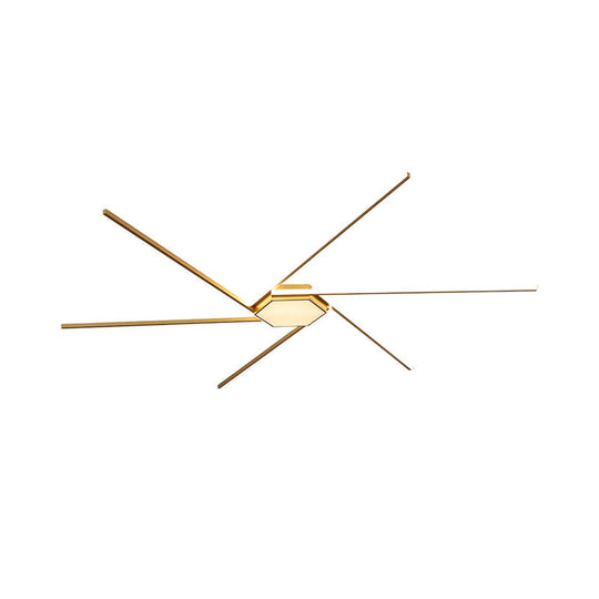 Modern Gold Led Ceiling Mounted Flush Mount Lamp With Acrylic Shade - 69/82.5W Linear