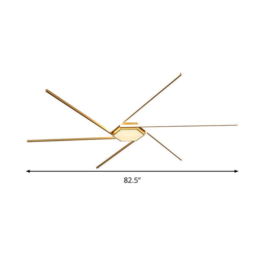 Modern Gold LED Ceiling Mounted Flush Mount Lamp with Acrylic Shade - 69"/82.5"W Linear