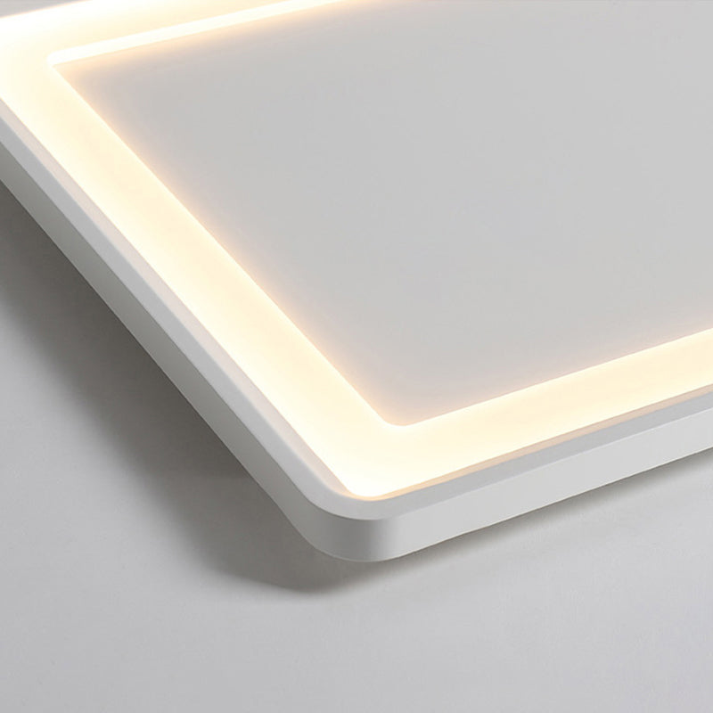 35.5"/43" White Rectangle LED Flush Ceiling Light with Frosted Acrylic Shade - Warm/White Light, Remote Control, Stepless Dimming