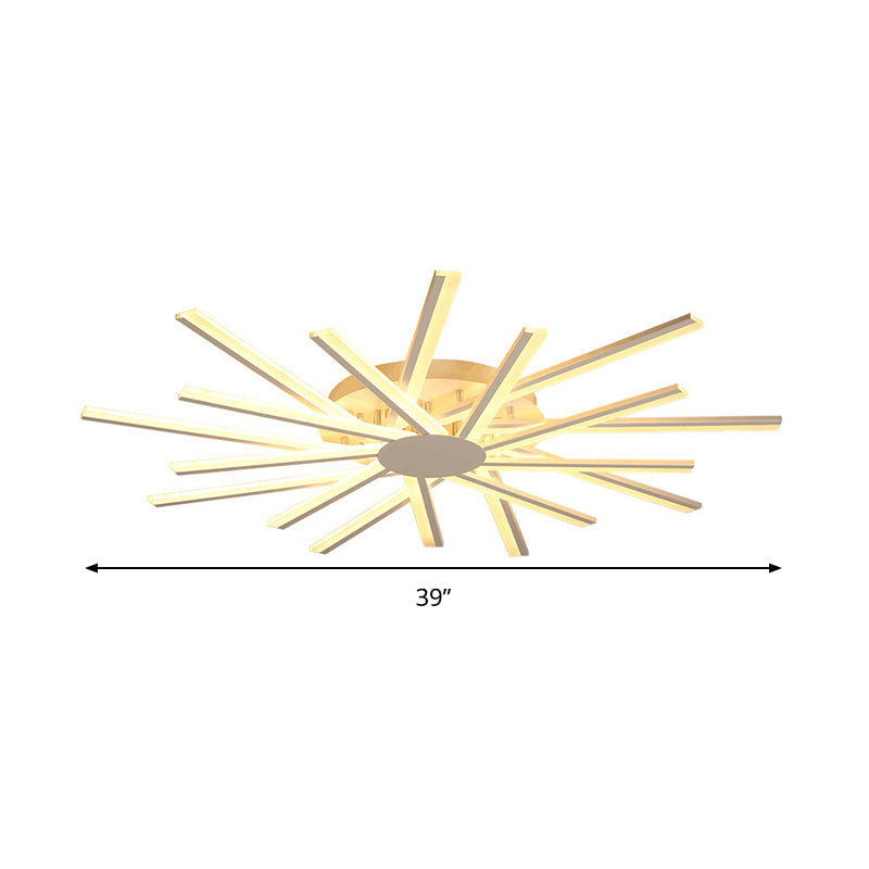 31.5"/39" LED Living Room Ceiling Light, White Semi Flush Fixture with Spiral Acrylic Shade in Warm/White Light