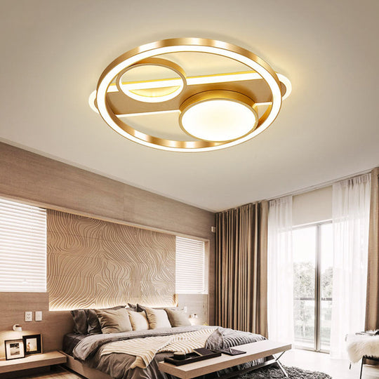 Gold Round Nordic LED Ceiling Light - 18"/23.5" - Warm/White Light - Living Room