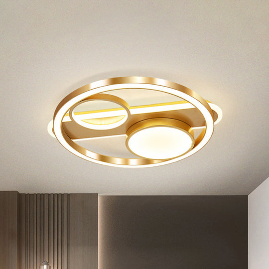 Gold Round Nordic LED Ceiling Light - 18"/23.5" - Warm/White Light - Living Room