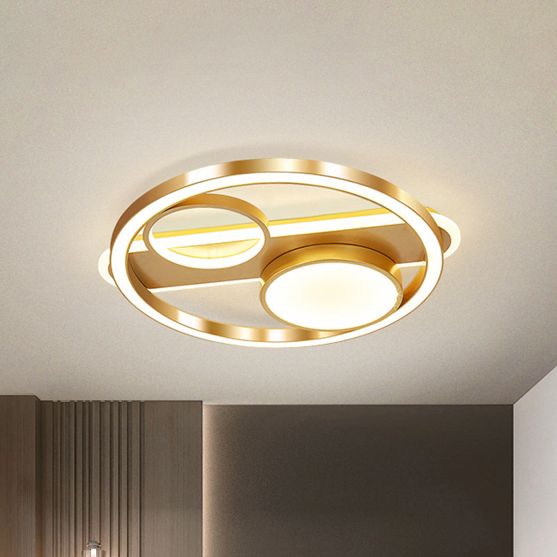 Gold Round Nordic Led Ceiling Light - 18/23.5 Warm/White Living Room