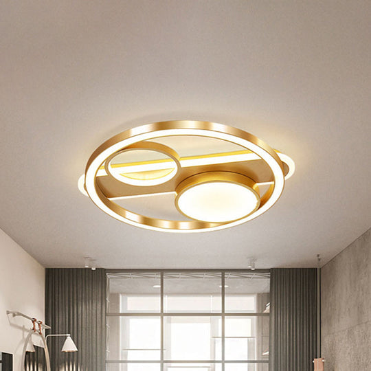 Gold Round Nordic Led Ceiling Light - 18/23.5 Warm/White Living Room