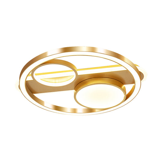 Gold Round Nordic LED Ceiling Light - 18"/23.5" - Warm/White Light - Living Room