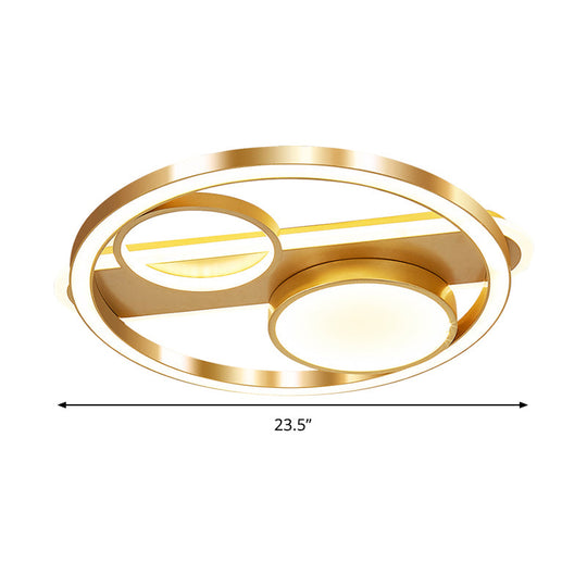 Gold Round Nordic LED Ceiling Light - 18"/23.5" - Warm/White Light - Living Room