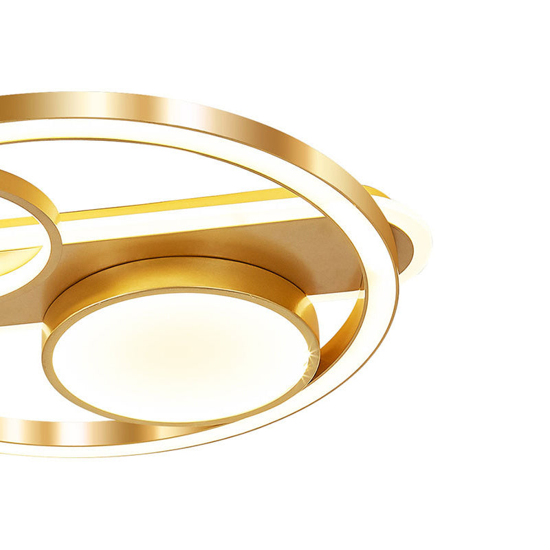 Gold Round Nordic LED Ceiling Light - 18"/23.5" - Warm/White Light - Living Room