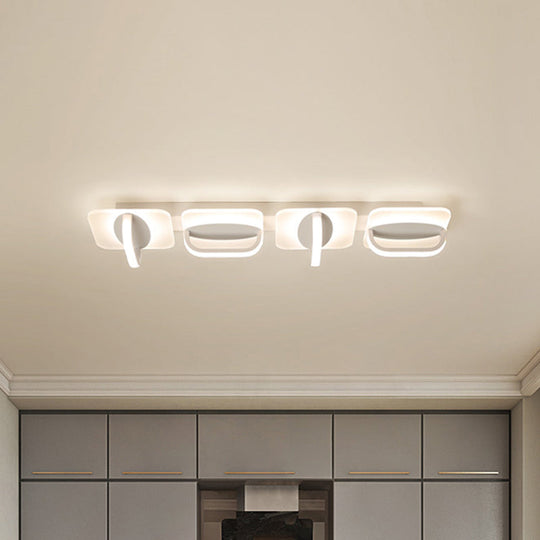 Modern Style LED Linear Ceiling Light, Flushmount Design in Warm/White Light, 31.5"/39" W - White Acrylic