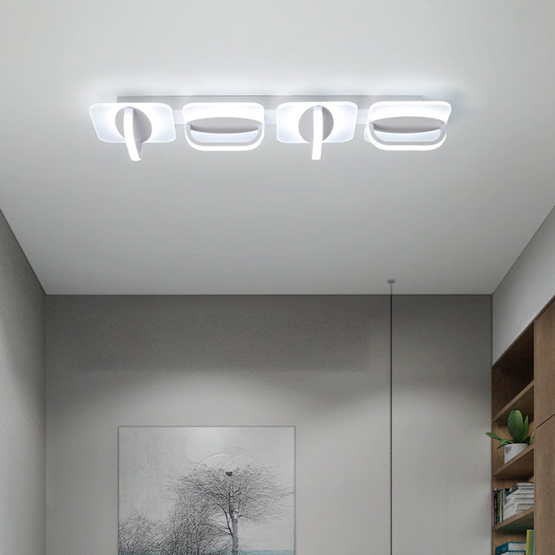Modern Style LED Linear Ceiling Light, Flushmount Design in Warm/White Light, 31.5"/39" W - White Acrylic