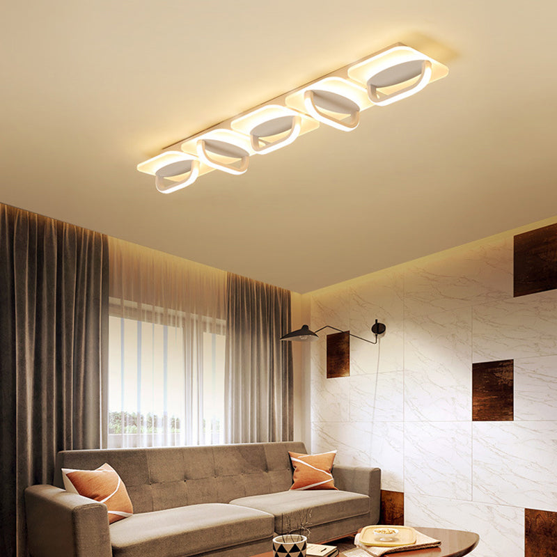 Modern Style Led Linear Ceiling Light Flushmount Design In Warm/White 31.5/39 W - White Acrylic