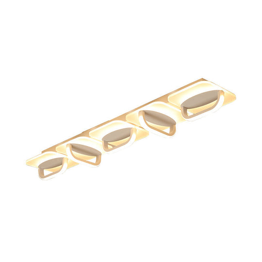 Modern Style LED Linear Ceiling Light, Flushmount Design in Warm/White Light, 31.5"/39" W - White Acrylic