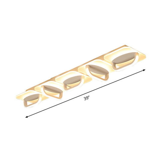 Modern Style LED Linear Ceiling Light, Flushmount Design in Warm/White Light, 31.5"/39" W - White Acrylic