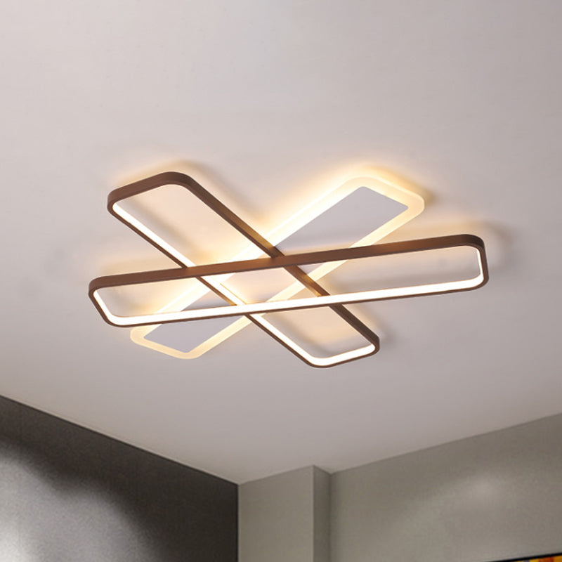 Modern Coffee Overlapped Ceiling Flush Lamp 23.5"/39" - Super Thin Acrylic, Warm/White LED