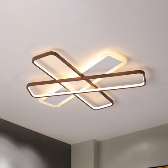 Modern Coffee Overlapped Ceiling Flush Lamp 23.5"/39" - Super Thin Acrylic, Warm/White LED