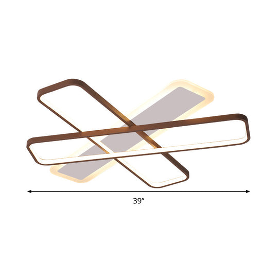 Modern Coffee Overlapped Ceiling Flush Lamp 23.5"/39" - Super Thin Acrylic, Warm/White LED