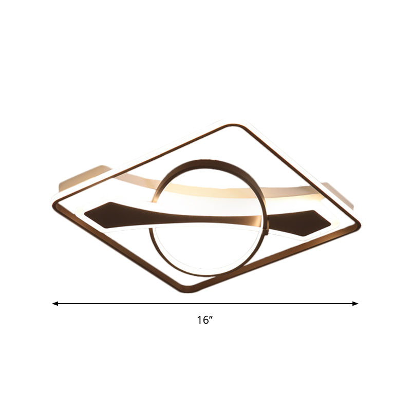 Contemporary Acrylic Ceiling Light: LED Flush Mount Lamp in Warm/White Light, Square/Rectangular Design, Black Finish (16"/23.5" W)