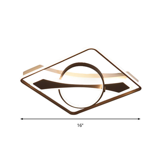 Contemporary Acrylic Ceiling Light: LED Flush Mount Lamp in Warm/White Light, Square/Rectangular Design, Black Finish (16"/23.5" W)