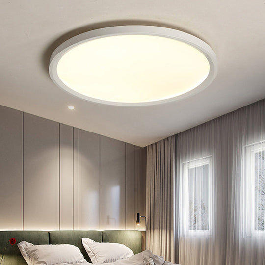 Minimalist White Disc Flush Light - Super Thin Acrylic LED Ceiling Lamp 16"/19.5"/23.5" Dia - Warm/White Light - Remote Control Dimming