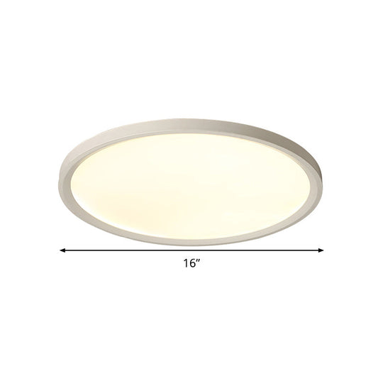 Minimalist White Disc Flush Light - Super Thin Acrylic LED Ceiling Lamp 16"/19.5"/23.5" Dia - Warm/White Light - Remote Control Dimming