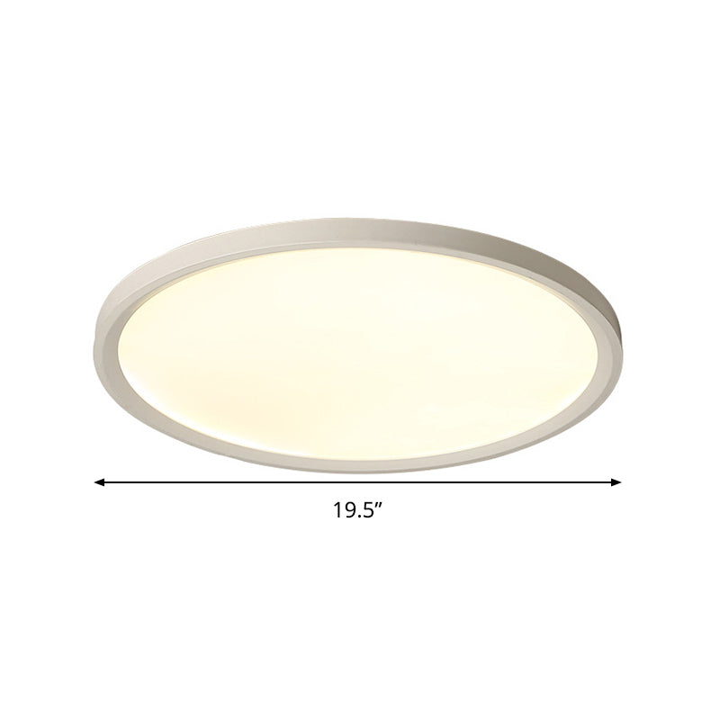 Minimalist White Disc Flush Light - Super Thin Acrylic LED Ceiling Lamp 16"/19.5"/23.5" Dia - Warm/White Light - Remote Control Dimming