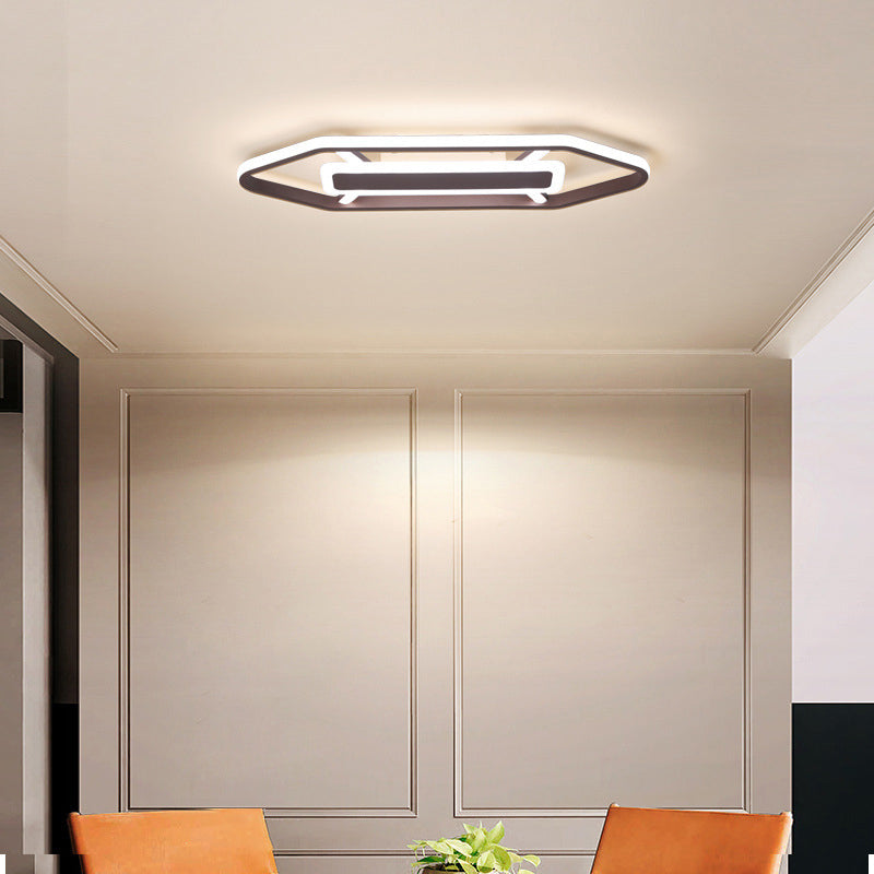 Minimalist Coffee Pencil Shape Ceiling Light - LED Metal Flush Mount Lighting (23.5"/31.5"/39") - Warm/White Light