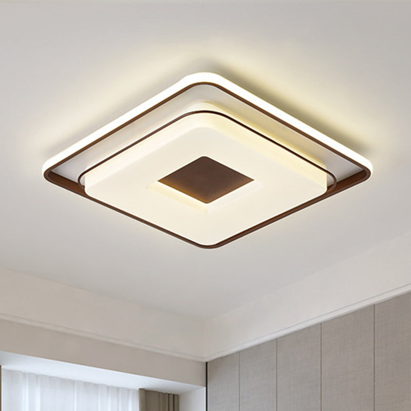 16"/19.5" Minimalist Square Ceiling Mount LED Light in Warm/White with Acrylic Cover