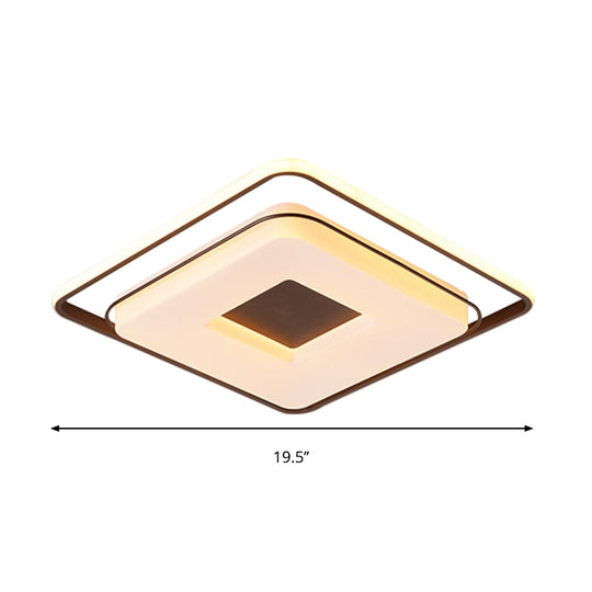 16"/19.5" Minimalist Square Ceiling Mount LED Light in Warm/White with Acrylic Cover