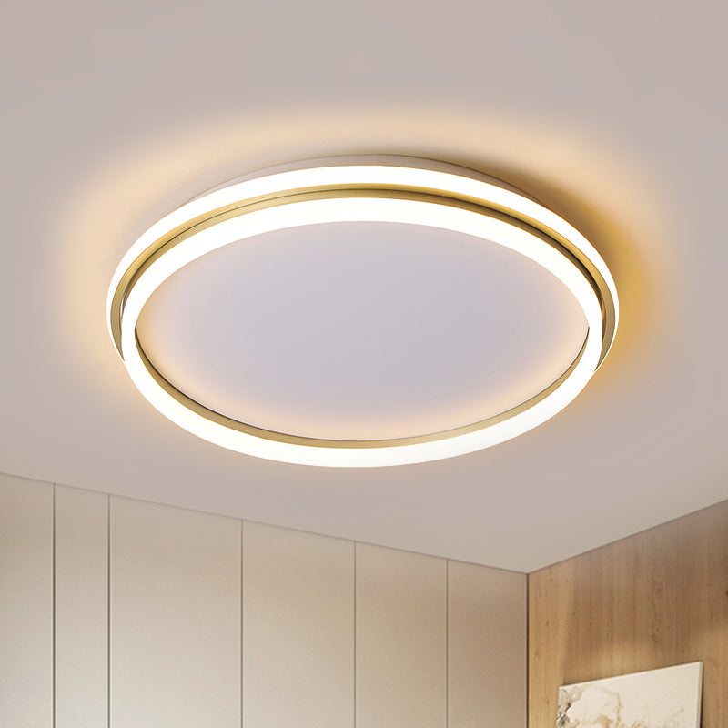 Minimalist Gold Led Ceiling Lamp - Acrylic Round Flush Light (16.5/20.5 Dia) With Remote Control