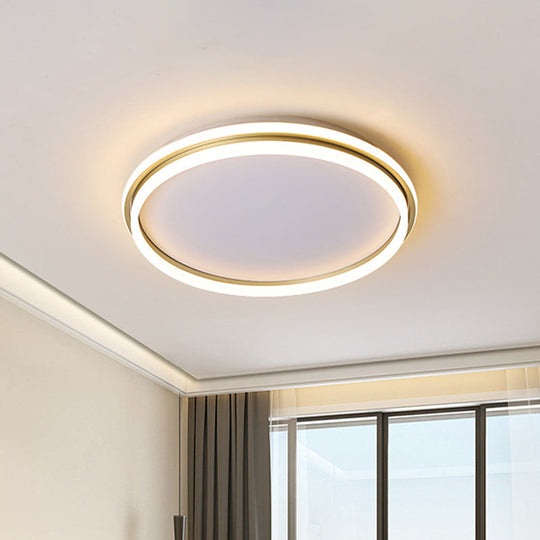 Minimalist Gold Led Ceiling Lamp - Acrylic Round Flush Light (16.5/20.5 Dia) With Remote Control