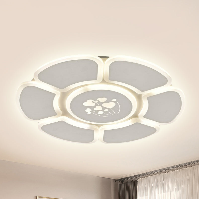 Minimalist Flower LED Ceiling Lamp for Bedroom in White