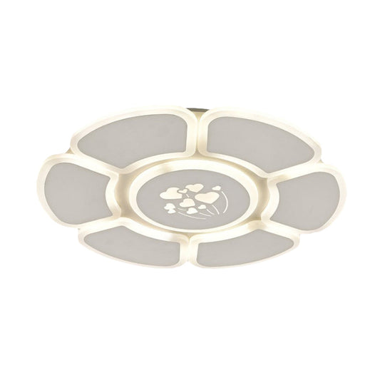 Minimalist Flower Led Ceiling Lamp For Bedroom In White