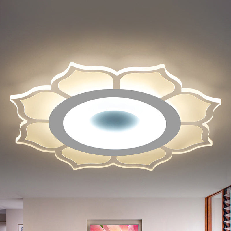 Contemporary Flower Acrylic Ceiling Light: 16.5"/20.5" Wide LED Flush Mount with Warm/White Light and Inner Warm/Outer White Design