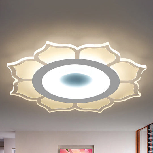 Contemporary Flower Acrylic Ceiling Light: 16.5"/20.5" Wide LED Flush Mount with Warm/White Light and Inner Warm/Outer White Design