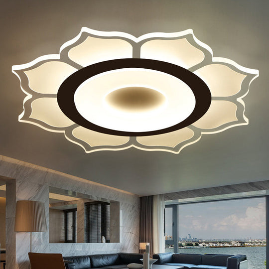 Contemporary Flower Acrylic Ceiling Light: 16.5"/20.5" Wide LED Flush Mount with Warm/White Light and Inner Warm/Outer White Design