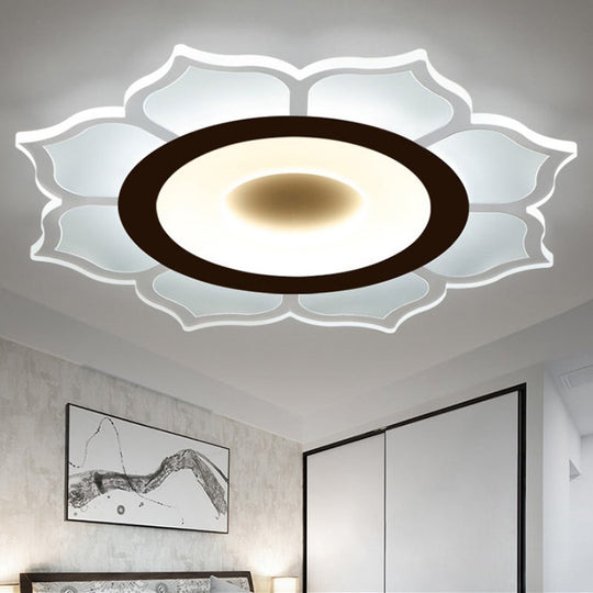 Contemporary Flower Acrylic Ceiling Light: 16.5"/20.5" Wide LED Flush Mount with Warm/White Light and Inner Warm/Outer White Design