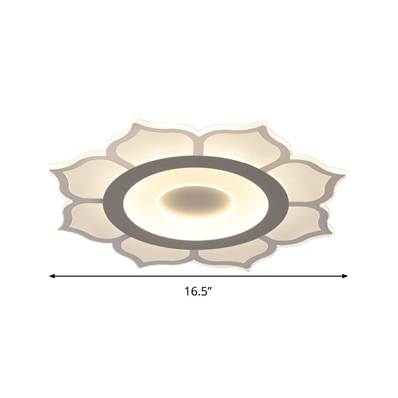 Contemporary Flower Acrylic Ceiling Light: 16.5"/20.5" Wide LED Flush Mount with Warm/White Light and Inner Warm/Outer White Design