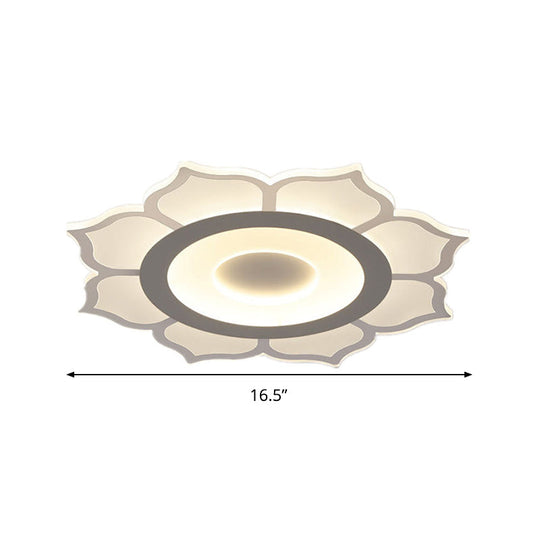 Contemporary Flower Acrylic Ceiling Light: 16.5"/20.5" Wide LED Flush Mount with Warm/White Light and Inner Warm/Outer White Design