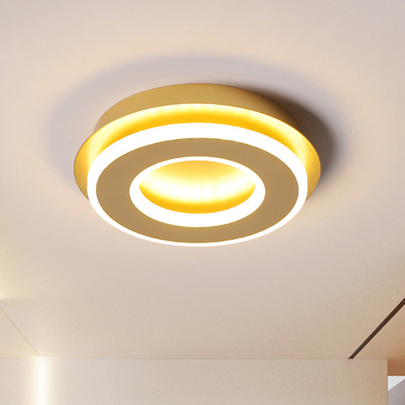 Modern Gold Flushmount Ceiling Light with Warm/White LED - Square or Round Shape