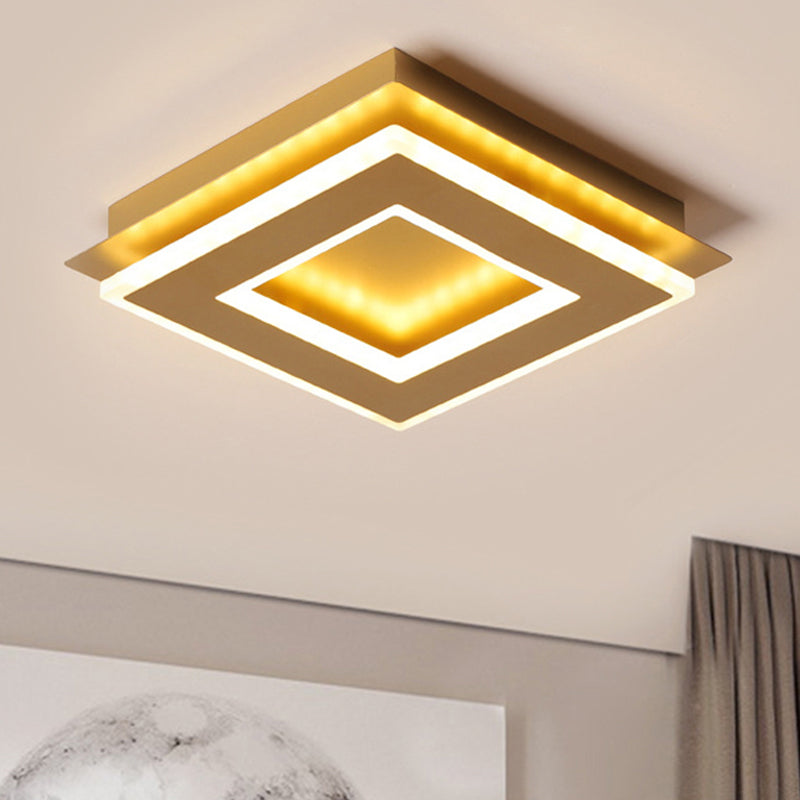 Modern Gold Flushmount Ceiling Light with Warm/White LED - Square or Round Shape