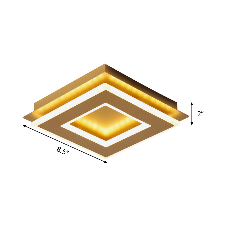 Modern Gold Flushmount Ceiling Light with Warm/White LED - Square or Round Shape