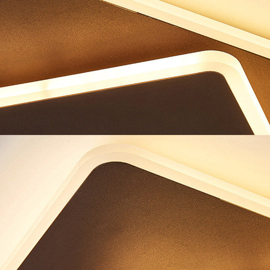 Modern Square Flush Mount Led Ceiling Light White/Coffee Acrylic 16/19.5 Wide Warm/White Lighting