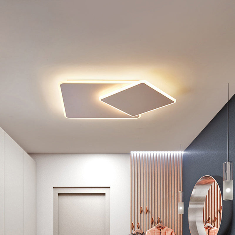 Modern Square Flush Mount Led Ceiling Light White/Coffee Acrylic 16/19.5 Wide Warm/White Lighting