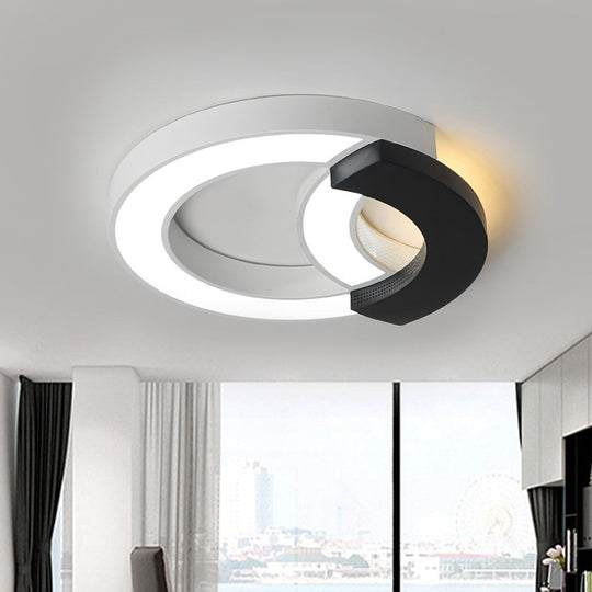 Modern Arc Flush Mount Lamp, Acrylic Black 16"/19.5"/23.5" Wide, LED Ceiling Lamp in Warm/White/Third Gear Lighting