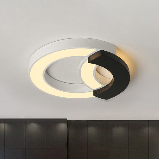 Modern Arc Flush Mount Lamp, Acrylic Black 16"/19.5"/23.5" Wide, LED Ceiling Lamp in Warm/White/Third Gear Lighting