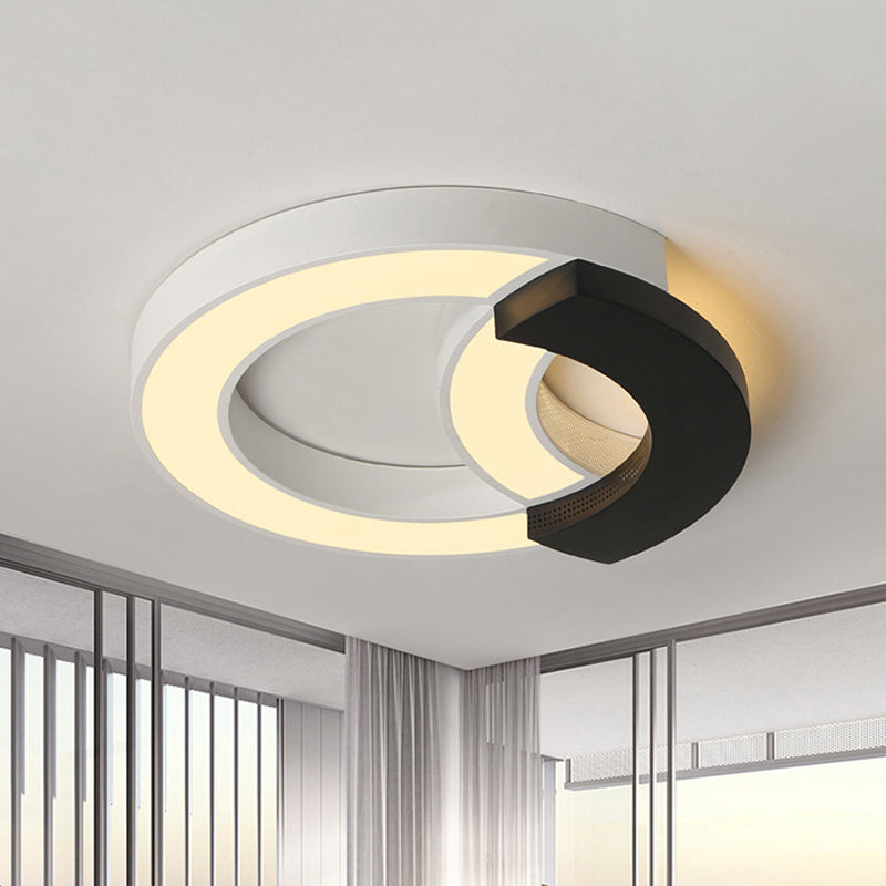 Modern Arc Flush Mount Lamp, Acrylic Black 16"/19.5"/23.5" Wide, LED Ceiling Lamp in Warm/White/Third Gear Lighting