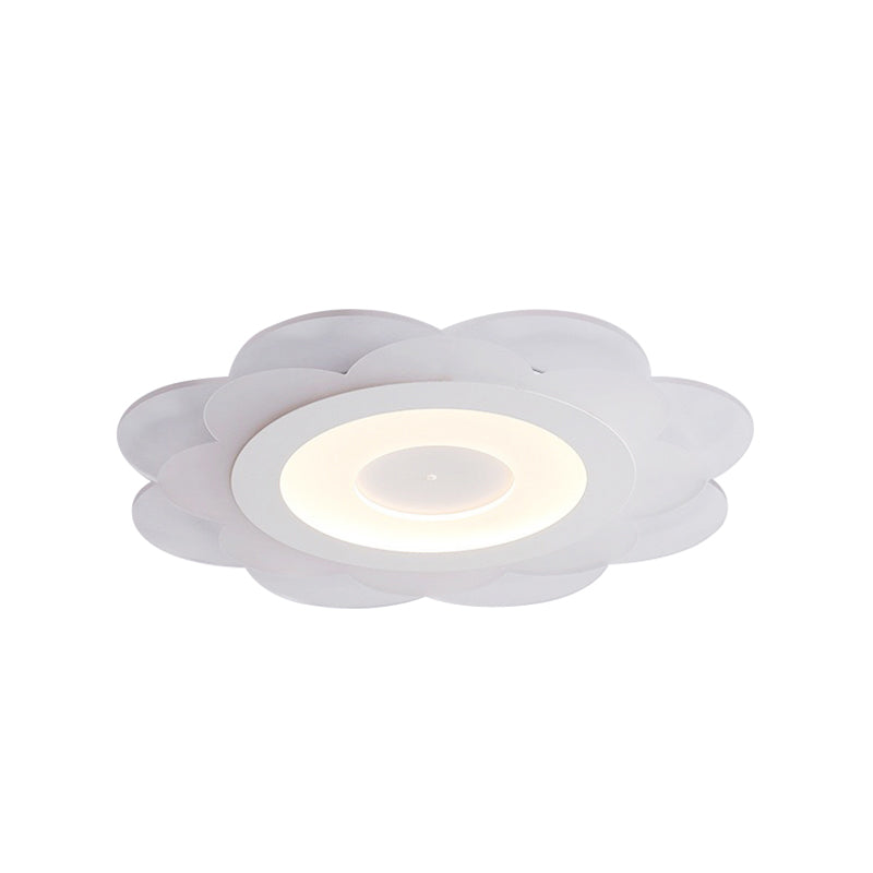 Modern White Floral LED Flush Ceiling Light - 16.5"/20.5"/24.5" W - Acrylic Shade - Warm/Cool Lighting - Stepless Dimming - Remote Control