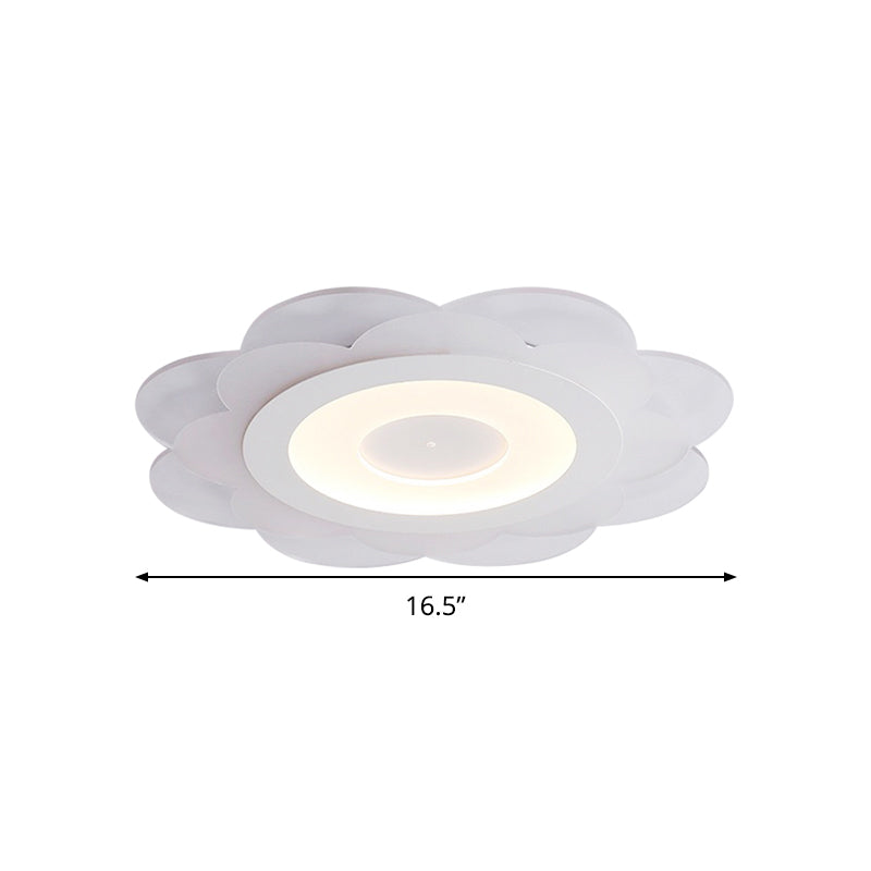Modern White Floral LED Flush Ceiling Light - 16.5"/20.5"/24.5" W - Acrylic Shade - Warm/Cool Lighting - Stepless Dimming - Remote Control