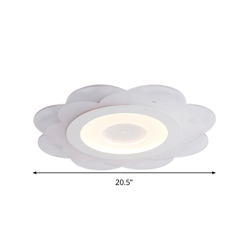 Modern White Floral LED Flush Ceiling Light - 16.5"/20.5"/24.5" W - Acrylic Shade - Warm/Cool Lighting - Stepless Dimming - Remote Control