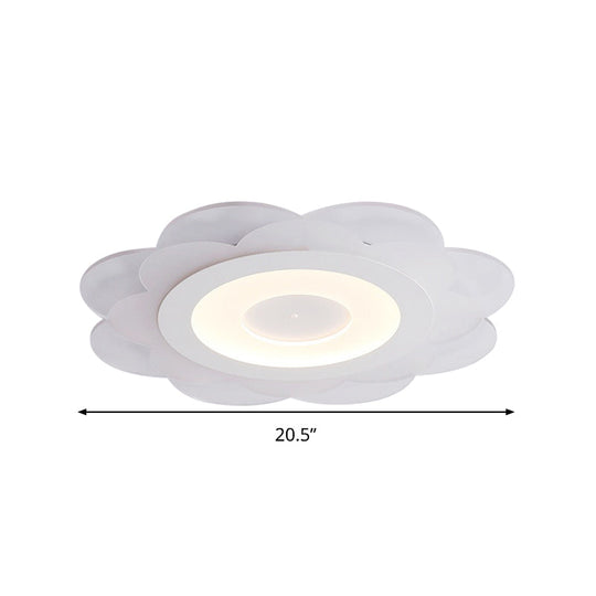 Modern White Floral LED Flush Ceiling Light - 16.5"/20.5"/24.5" W - Acrylic Shade - Warm/Cool Lighting - Stepless Dimming - Remote Control